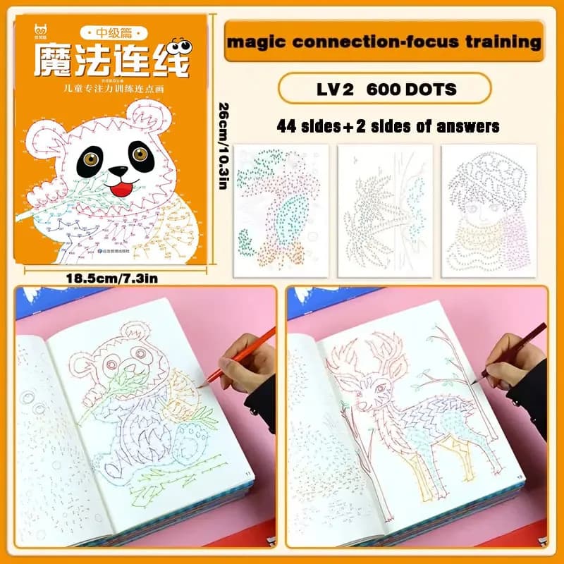 46-Page Advanced Magic Connect-the-Dots Maze Game Book, Focus Training Coloring Pages, Logical Thinking Exercises 3