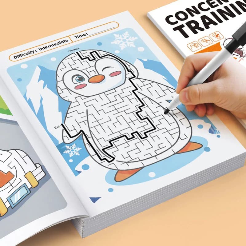 Maze Game Book Enhancing Cognitive Development Attention Training Specific Concentration Puzzle Colorful Pages for Age 3-8